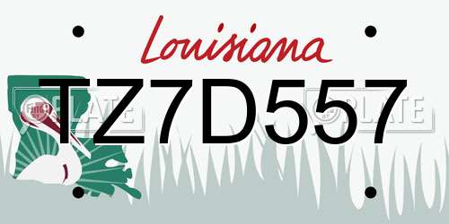 TZ7D557 Louisiana License Plate