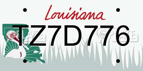 TZ7D776 Louisiana License Plate