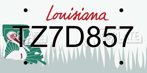 TZ7D857 Louisiana License Plate