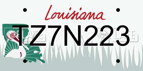 TZ7N223 Louisiana License Plate