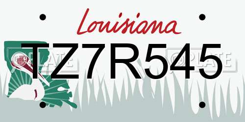 TZ7R545 Louisiana License Plate