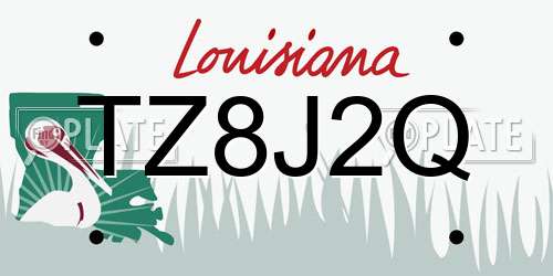 TZ8J2Q Louisiana License Plate