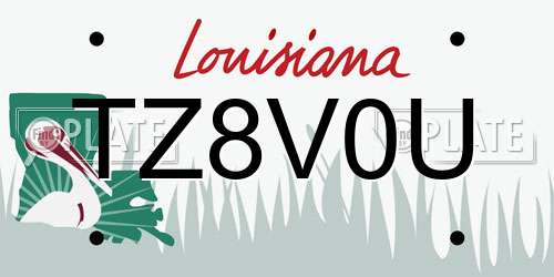 TZ8V0U Louisiana License Plate