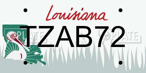 TZAB72 Louisiana License Plate