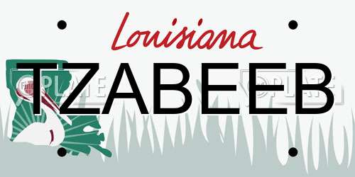 TZABEEB Louisiana License Plate