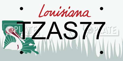TZAS77 Louisiana License Plate