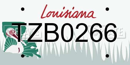 TZB0266 Louisiana License Plate