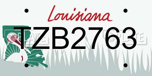 TZB2763 Louisiana License Plate