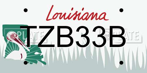 TZB33B Louisiana License Plate