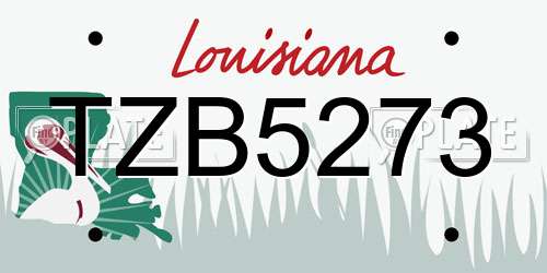 TZB5273 Louisiana License Plate