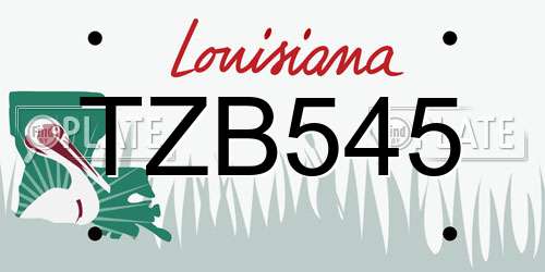 TZB545 Louisiana License Plate
