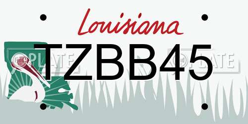 TZBB45 Louisiana License Plate