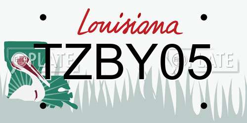 TZBY05 Louisiana License Plate