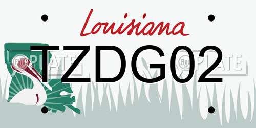 TZDG02 Louisiana License Plate