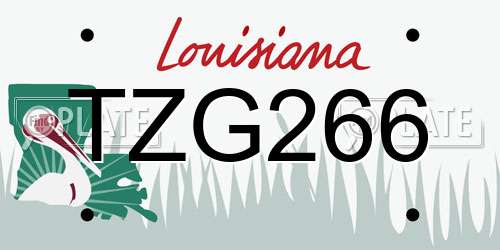 TZG266 Louisiana License Plate