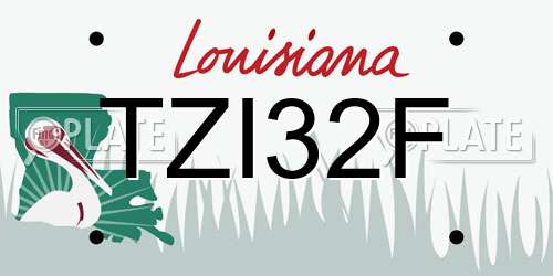 TZI32F Louisiana License Plate