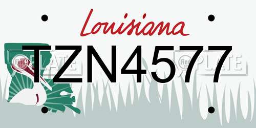 TZN4577 Louisiana License Plate