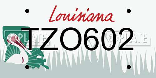 TZO602 Louisiana License Plate