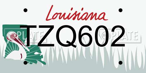 TZQ602 Louisiana License Plate