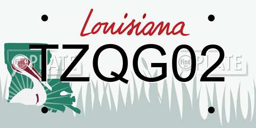 TZQG02 Louisiana License Plate