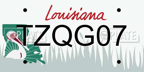 TZQG07 Louisiana License Plate