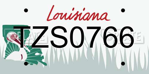 TZS0766 Louisiana License Plate
