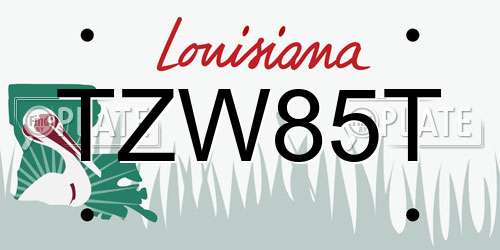 TZW85T Louisiana License Plate