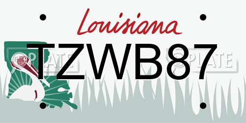 TZWB87 Louisiana License Plate