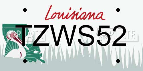TZWS52 Louisiana License Plate