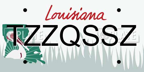 TZZQSSZ Louisiana License Plate