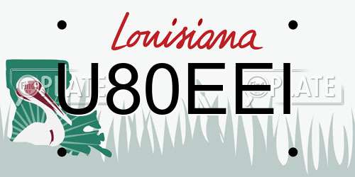 U80EEI Louisiana License Plate