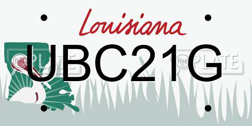 UBC21G Louisiana License Plate