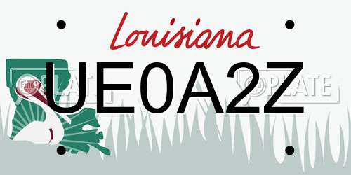 UE0A2Z Louisiana License Plate