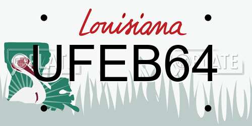 UFEB64 Louisiana License Plate