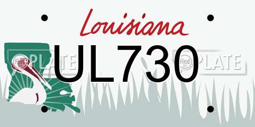 UL730 Louisiana License Plate