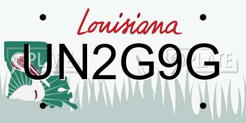 UN2G9G Louisiana License Plate