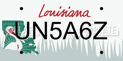 UN5A6Z Louisiana License Plate