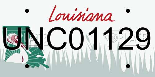 UNC01129 Louisiana License Plate
