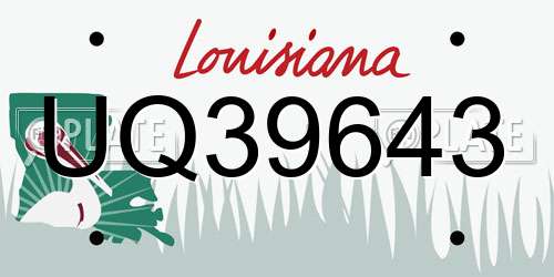 UQ39643 Louisiana License Plate