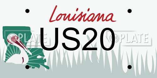 US20 Louisiana License Plate