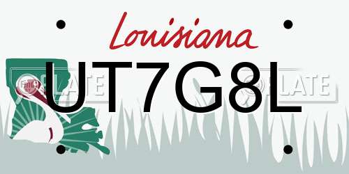 UT7G8L Louisiana License Plate