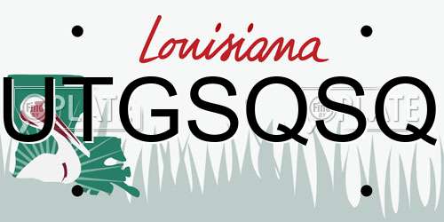 UTGSQSQ Louisiana License Plate