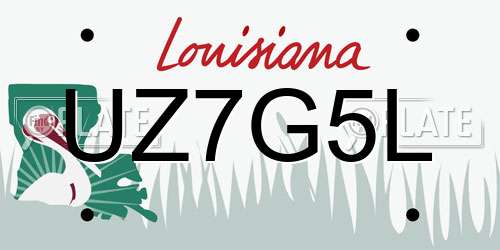 UZ7G5L Louisiana License Plate