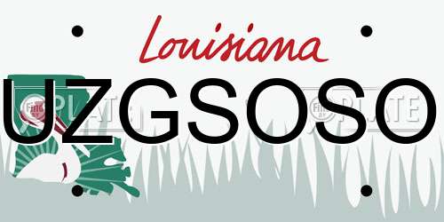 UZGSOSO Louisiana License Plate