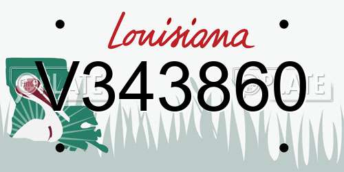 V343860 Louisiana License Plate