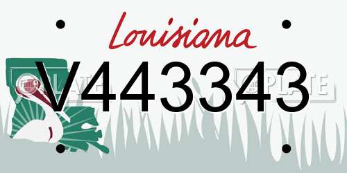 V443343 Louisiana License Plate