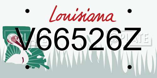 V66526Z Louisiana License Plate