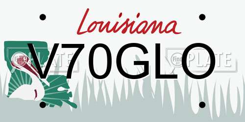 V70GLO Louisiana License Plate