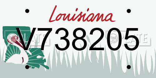 V738205 Louisiana License Plate