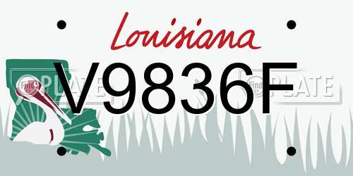 V9836F Louisiana License Plate